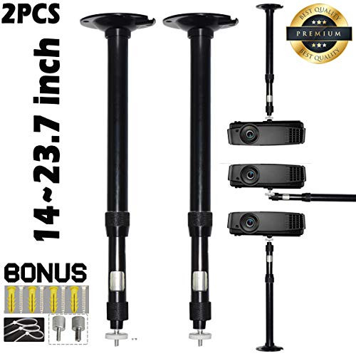 2Pcs Universal Projector Mount Black Extendable Height 15.7-25in 360 Adjustable 3-in-1 Projector Ceiling Mount Projector Wall Bracket Holder for Video Projector CCTV DVR Camera