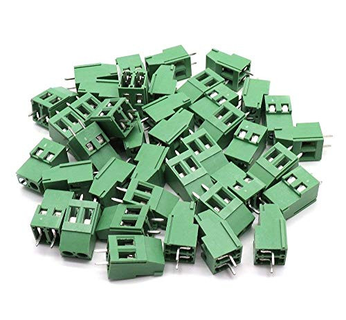Yootop 50Pcs 2 Pin 5mm/0.2'' Pitch PCB Mount Screw Terminal Block Connector for Arduino