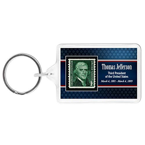 Keychain Thomas Jefferson and Monticello Postage Stamp Keyring | Genuine United States Mint Stamps | Acrylic Casing | Certificate of Authenticity  American Coin Treasures Keychain Thomas Jefferson and Monticello Postage Stamp Keyring | Genuine United States Mint Stamps | Acrylic Casing | Certificate of Authenticity  American Coin Treasures