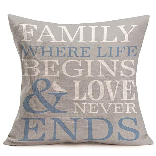Asamour Inspirational Quotes Cotton Linen Throw Pillow Case Cushion Cover Warm and Healing Lettering Pillow Sham Home Sofa Decor Pillowcase 18''x18'' (Family Where Life Begins) Asamour Inspirational Quotes Cotton Linen Throw Pillow Case Cushion Cover Warm and Healing Lettering Pillow Sham Home Sofa Decor Pillowcase 18''x18'' (Family Where Life Begins)