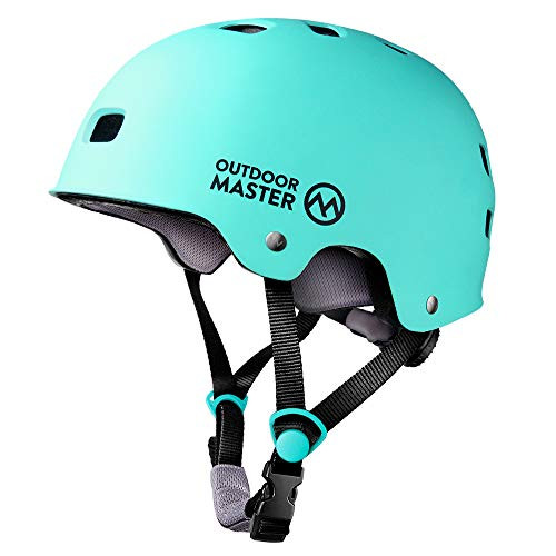 OutdoorMaster Skateboard Helmet - ASTM & CPSC Certified Lightweight Skate with Removable Lining - 12 Vents Ventilation System - for Kids, Youth & Adults - S - Mint Green