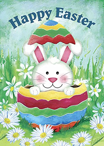 Morigins Bunny in Egg Decorative Cute Rabbit Happy Easter Spring House Flag 28"x40"