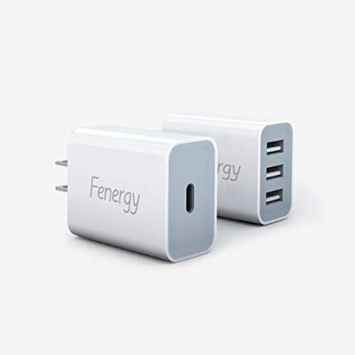 USB C Wall Charger, Fenergy 18W Power Delivery PD 3.0 USB C Charger and 18W 3 Port 3.4A USB Fast Charger Compatible with iPhone 11/11 Pro/11 Pro Max/XR/Xs/Max/X, Galaxy, Pixel, iPad Pro and More