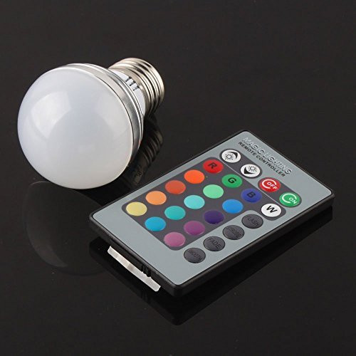 NYKKOLA E27 3W RGB LED Magic Light Bulb Lamp + 24Key IR Remote Control Colors Change shiny beautiful