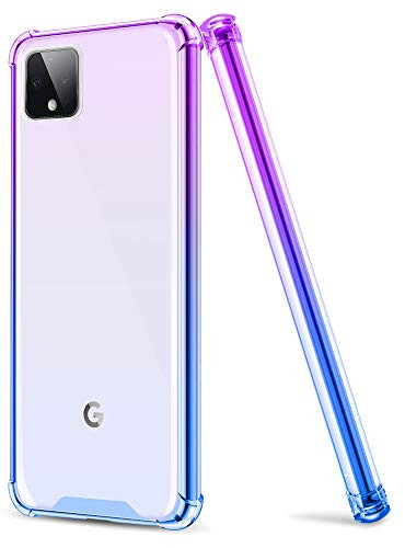 Salawat for Google Pixel 4 XL Case, Clear Cute Gradient Slim Phone Case Cover Reinforced TPU Bumper Hard PC Back Shockproof Protective Case for Google Pixel 4XL 6.3 Inch 2019 (Purple Blue)