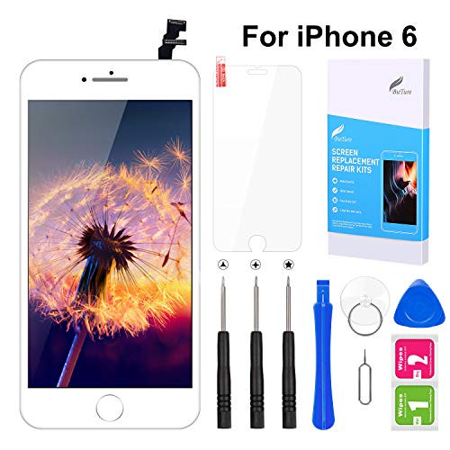 BuTure for iPhone 6 Screen Replacement 4.7" White LCD Touch Screen Digitizer Assembly with Magnetic Repair Tools and Screen Protector