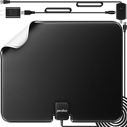 TV Antenna, Pendoo HD TV Antenna for Digital TV Indoor, 130 Miles Range Indoor TV Digital HD Antenna Support 4K HD Digital TV Indoor Antenna with Amplifier Signal Booster/USB Power Supply.