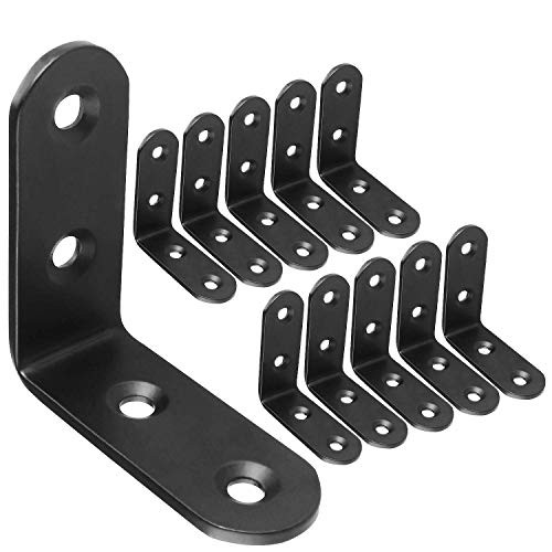 Shelf Brackets Corner Brace Support Black Steel L Corner Brace Joint Angle Brace Bracket Shelf Bracket Wall Hanging with Screws Corner Brackets Fastener Wall Hanging Corner Protector 4PCS Sets