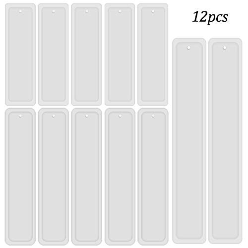12 Pcs/Set Rectangle Silicone Bookmark Mold, DIY Bookmark Mould Making Epoxy Resin Jewelry DIY Craft Silicone Transparent Resin Molds