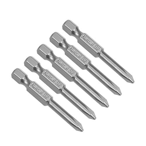 uxcell 5Pcs 1/4-Inch Hex Shank 50mm Length Phillips 4.5PH1 Magnetic Screw Driver S2 Screwdriver Bits