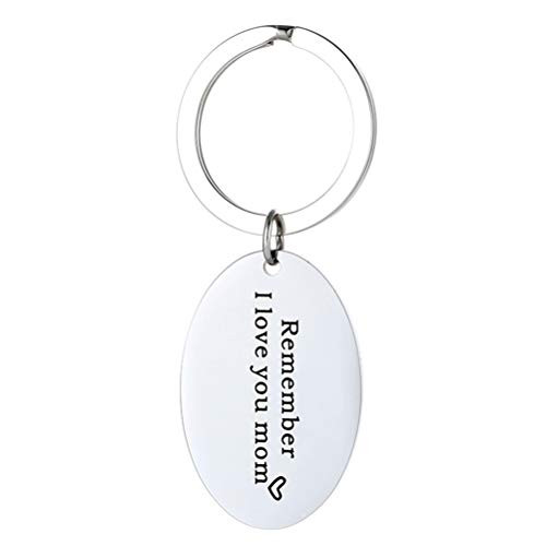 LUOEM Remember I Love You Mom Keychain Mother's Day Keyring Mothers Day Birthday Gifts from Daughter Son (Silver)