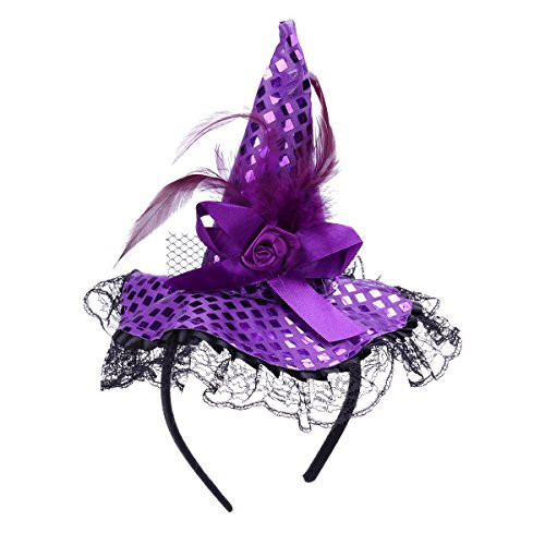 Tinksky Children Halloween Headband Feather Party Witch Hat for Costume Dress up Party Performance Supplies Halloween Costumes (Purple)