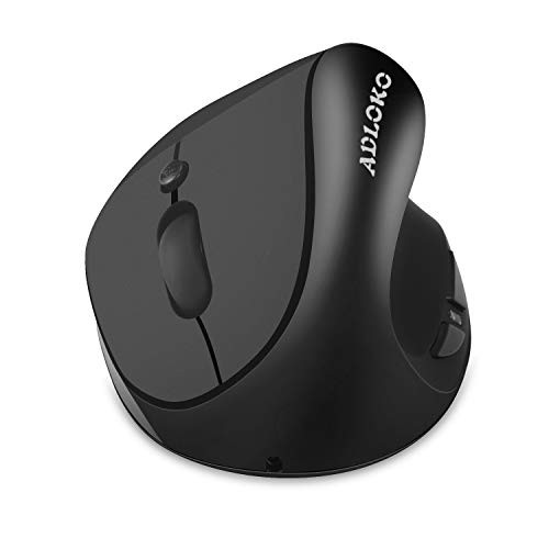 Wireless Vertical Mouse, ADLOKO Rechargeable 2.4G Portable Ergonomic Mouse with 800/1200/ 1600 Adjustable DPI, 6 Buttons Wireless Optical Right-Hand Mouse for Laptop, Desktop, MacBook