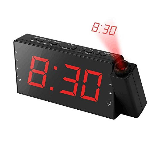 Alarm Clock Projection on Ceiling, FM Radio Wall Clock, 7LED Digital Desk/Shelf Clock with Dimmer, USB Charging Port, Battery Backup for Bedroom Kitchen Table Kids Alarm Clock Projection on Ceiling, FM Radio Wall Clock, 7LED Digital Desk/Shelf Clock with Dimmer, USB Charging Port, Battery Backup for Bedroom Kitchen Table Kids