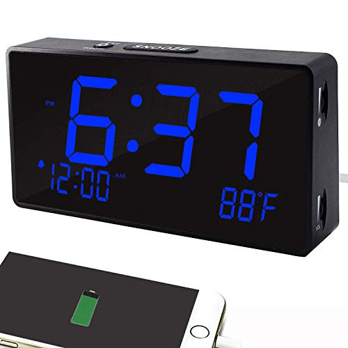 Digital Alarm Clock, Alarm Clocks for Bedrooms with USB Port for Charging, Adjustable Brightness Dimmer and Alarm Volume, 12/24Hr, Snooze, Temperature Display Digital Alarm Clock, Alarm Clocks for Bedrooms with USB Port for Charging, Adjustable Brightness Dimmer and Alarm Volume, 12/24Hr, Snooze, Temperature Display