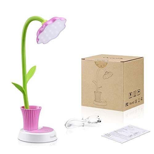 Kids Lamp, OCOOPA LED Desk Lamp Touch Control Dimming Light Flexible USB Rechargeable Desk Light Eye-care Children Studying Lamp with Pencil Holder(Pink)