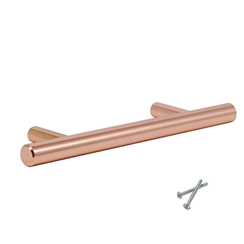 5 Pack Stainless Steel Cabinet Pulls Rose Gold Drawer Pulls Solid Kitchen Cabinet Hardware Pulls 3 inch Hole Centers Bedroom Bathroom Copper Pull Handles
