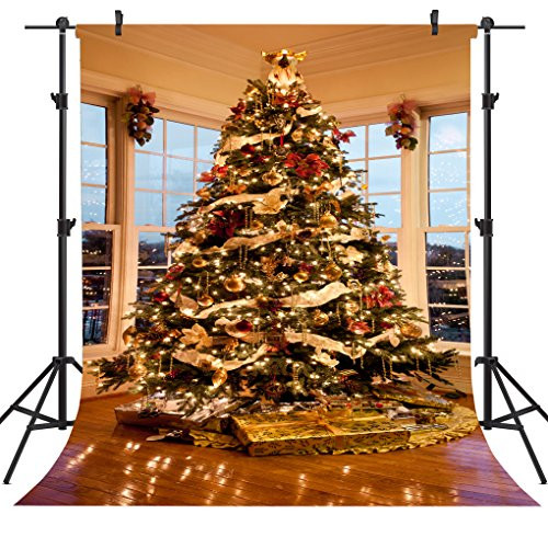 OUYIDA 5X7FT Christmas Tree Decorating Vinyl Photography Backdrop Photo Background Studio Prop CEM01