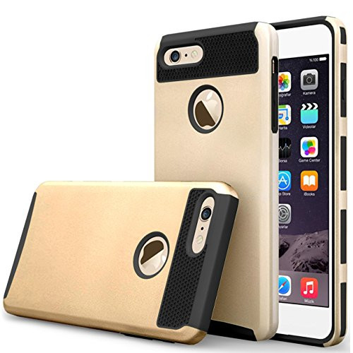 iBarbe iPhone 7 plus Case,iPhone 8 plus Case, Slim Fit Shell Rubber Hard Plastic Full Protective Anti-Scratch Resistant Cover Case for iPhone 7 plus (2016) / iPhone 8 plus (2017) - gold/Black