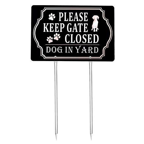 Kichwit Please Keep Gate Closed Dog in Yard Sign, Aluminum, All Metal Construction, 11.8 x 7.9 Inches, Metal Stakes Included Kichwit Please Keep Gate Closed Dog in Yard Sign, Aluminum, All Metal Construction, 11.8 x 7.9 Inches, Metal Stakes Included
