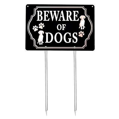 Kichwit Beware of Dogs Sign with Stakes, Aluminum, All Metal Construction, 11.8 x 7.9 Inches, Metal Stakes Included Kichwit Beware of Dogs Sign with Stakes, Aluminum, All Metal Construction, 11.8 x 7.9 Inches, Metal Stakes Included