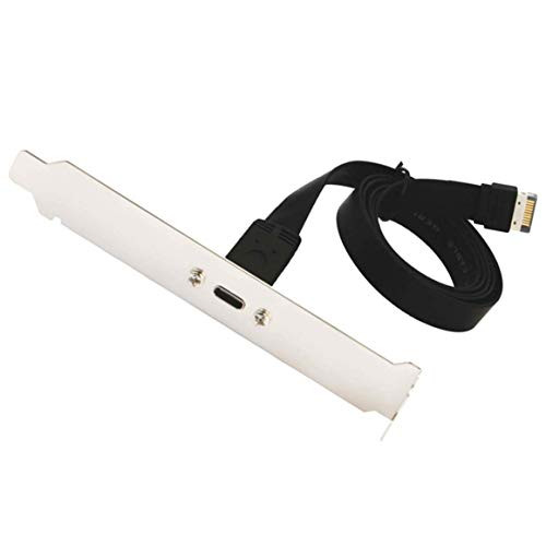 HuaLong PC Front Panel USB Extension Flat Cable, Front Panel Header to USB 3.1 Gen2 Type C Extension Cable with Panel Mount Screw 80cm (Speed up to 10Gbps/s)