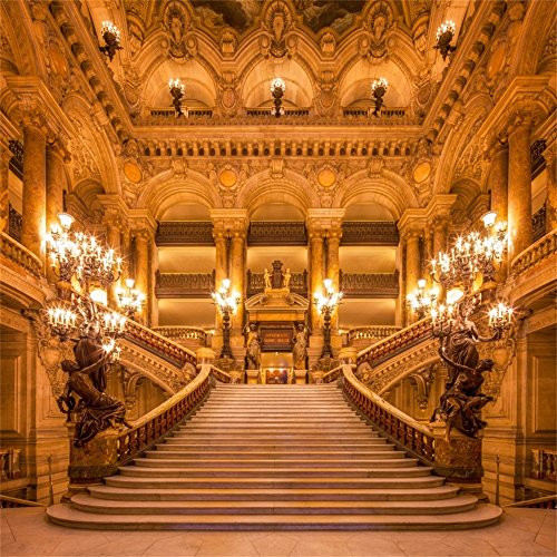 Leowefowa 8X8FT Luxurious Palace Backdrop Old Church European Golden Castle Backdrops for Photography Chandelier Staircase Interior Vinyl Photo Background Girls Lover Wedding Ceremony Studio Props