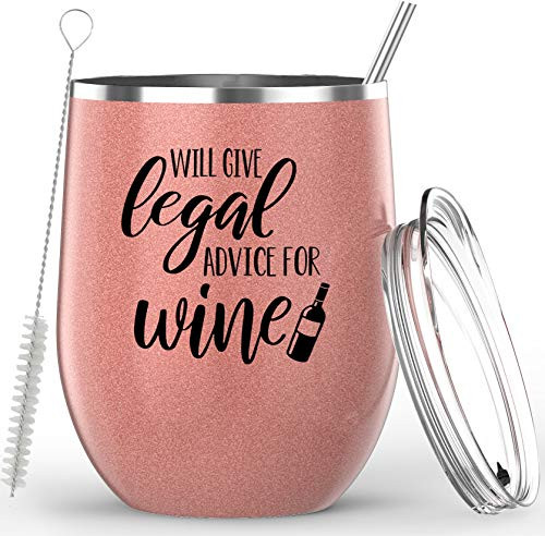 Lawyer Gifts - Will Give Legal Advice For Wine - Stainless Steel Wine or Coffee Tumbler - Paralegal Gifts, Attorney Gifts, Legal Assistant Gifts, Law Student Gifts, Lawyer Gifts for Women - 12 Ounces Lawyer Gifts - Will Give Legal Advice For Wine - Stainless Steel Wine or Coffee Tumbler - Paralegal Gifts, Attorney Gifts, Legal Assistant Gifts, Law Student Gifts, Lawyer Gifts for Women - 12 Ounces
