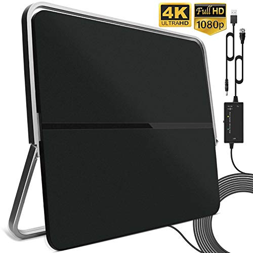 Indoor TV Aerial, 4K 1080P Digital HDTV Antenna 120 Miles Range Free View Local Channels with 16.5FT Coax Cable and Amplifier Signal Booster Support All Television