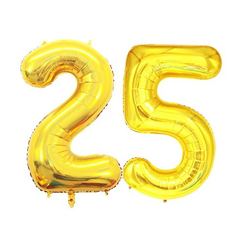 GOER 42 Inch Gold Number 25 Balloon,Jumbo Foil Helium Balloons for 25th Birthday Party Decorations and 25th Anniversary Event GOER 42 Inch Gold Number 25 Balloon,Jumbo Foil Helium Balloons for 25th Birthday Party Decorations and 25th Anniversary Event