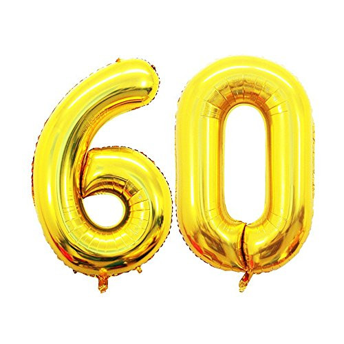 GOER 42 Inch Gold Number 60 Balloon,Jumbo Foil Helium Balloons for 60th Birthday Party Decorations and 60th Anniversary Event GOER 42 Inch Gold Number 60 Balloon,Jumbo Foil Helium Balloons for 60th Birthday Party Decorations and 60th Anniversary Event