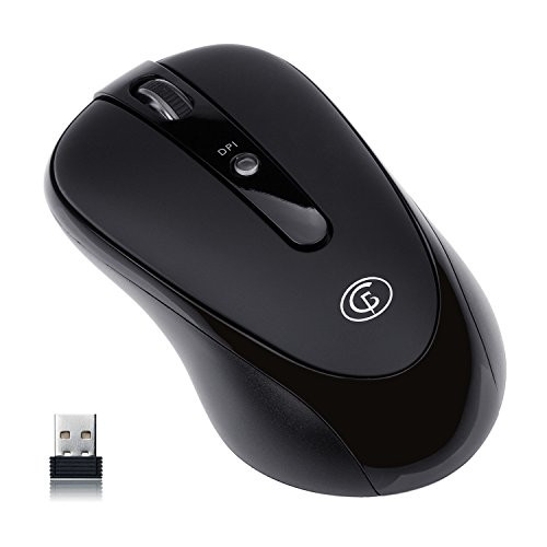Wireless Mouse Portable 2.4G Optical Mice Office Mouse with Nano Receiver for Notebook PC Laptop Computer MacBook by GOFREETECH, Black