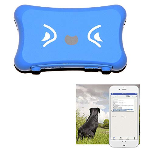 KASIONVI GPS Tracker Real time GPS Tracker IP66 Waterproof Real-time Tracking Pet GPS Tracker with APP Support iOS/Android GSM GPS Locator (Blue)