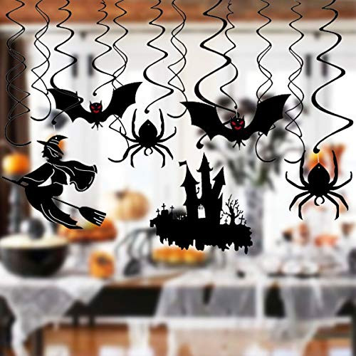 MYFAMIREA Halloween Haunted House Hanging Swirl Decorations-Creepy Spiders, Bats, Witch Ceiling Yard Party D?r Supplies (30PCs)