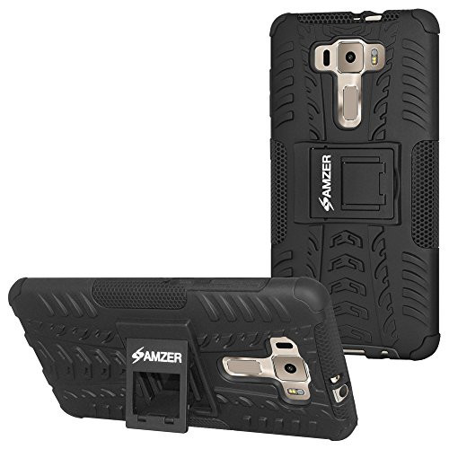 AMZER Impact Resistant Slim Hybrid Protective Warrior Case Skin for Asus Zenfone 3-5.2" - Black