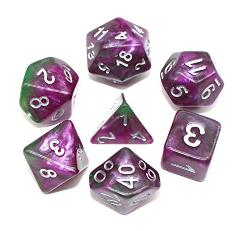 HD Dice DND RPG Dice Set Fit Dungeons and Dragons(D&D) Pathfinder MTG Role Playing Games Polyhedral Dice (Purple & Green)