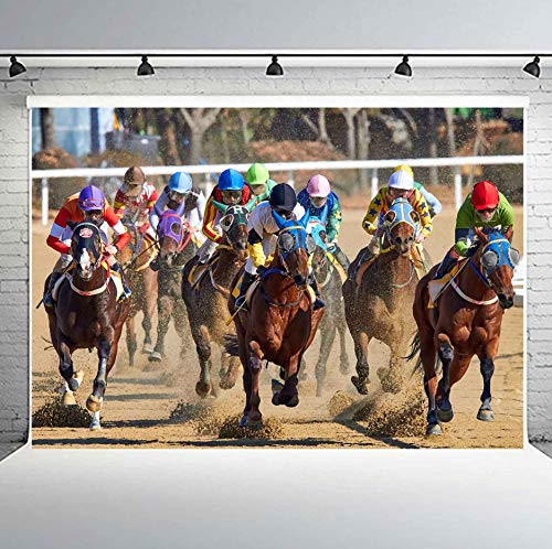 PHMOJEN Kentucky Derby Backdrop Horseman Racing Photography Background Vinyl 10x7ft YouTube Photo Studio Props QQPH144