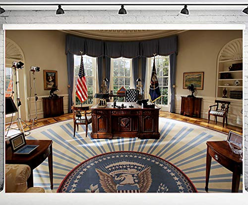 PHMOJEN White House Interior Backdrop, Vinyl 10x7ft, Oval Office Photography Background, Photo Studio Props LLPH079