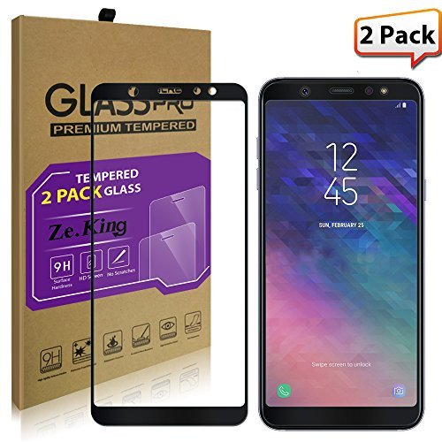 [2-Pack] Samsung Galaxy A6 (2018) [FULL Coverage] Screen Protector Tempered Glass, ZeKing 0.33mm 2.5D Edge 9H Hardness [Anti Scratch][Anti-Fingerprint] Bubble Free, Lifetime Replacement Warranty