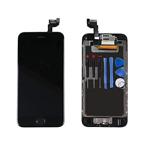 for iPhone 6s Digitizer Screen Replacement Black - Ayake 4.7'' Full LCD Display Assembly with Home Button, Front Facing Camera, Earpiece Speaker Pre Assembled and Repair Tool Kits