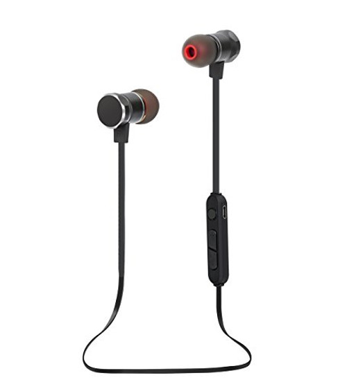 Bluetooth Headphones, Magnetic Wireless Earbuds with Build-In Microphone Sweatproof Earpiece Noise Cancelling Sports Earphones for Workout and Running (Black)