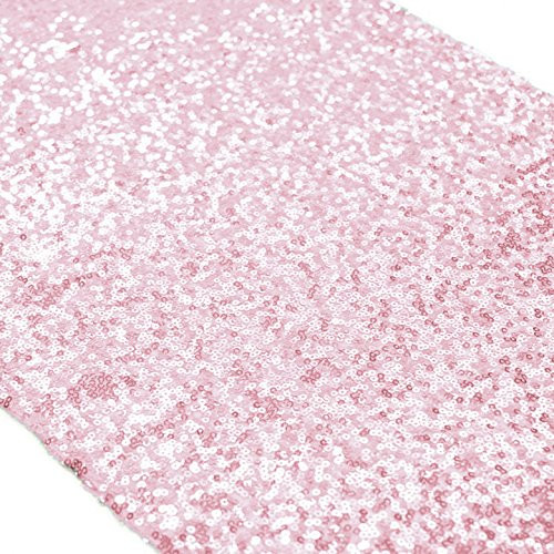 Wholesale Shinny Elegant Champagne Sequin Table Runner (14inx72in, Pink)