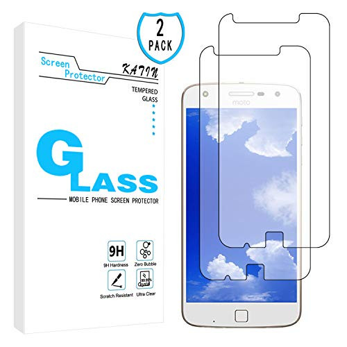 KATIN Moto Z Play Screen Protector - [2-Pack] Tempered Glass for Motorola Moto Z Play/Moto Z Play Droid Bubble Free with Lifetime Replacement Warranty