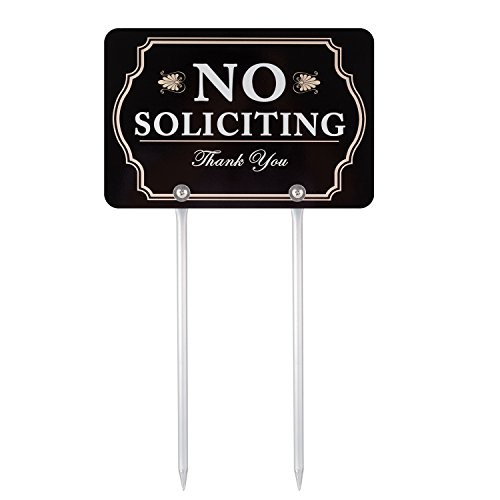 Kichwit No Soliciting Sign for Yard, Aluminum, All Metal Construction, Sign Measures 11.8" x 7.9", 14" Long Metal Stakes Included Kichwit No Soliciting Sign for Yard, Aluminum, All Metal Construction, Sign Measures 11.8" x 7.9", 14" Long Metal Stakes Included