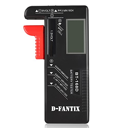 D-FantiX Digital Battery Tester for AAA AA C D 9V 1.5V, Household Battery Checker Tester for Small Batteries Button Cell (Model: BT-168D)