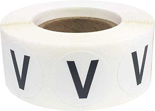 Letter V Inventory Labels .75 Inch Round Circle Dots 500 Adhesive Stickers