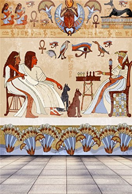 LFEEY 5x7ft Egyptian Murals Backdrop Ancient Civilization Egyptian Gods and Pharaohs Wall Painting Hieroglyphic Photography Background Kids Baby Children Photo Booth Studio Props