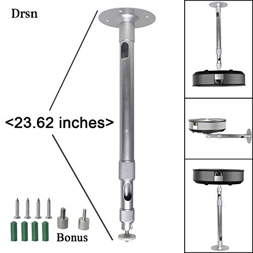 Drsn Universal Extendable Projector Mount Height Adjustable Projector Mount 13.97-23.62in Wall and Drop Ceiling Projector Mount Silver 360 Rotatable for Projectors CCTV DVR Cameras