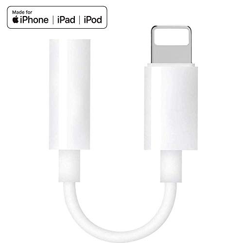 (Apple MFi Certified) Lightning to 3.5mm Headphone Jack Adapter for iPhone, Connector AUX Female Audio Earphone Stereo Cable for iPhone Xs Max XR X 8 7 Plus, Support iOS 10.3 11 iOS 12
