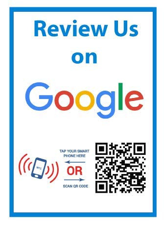 Review Us On Google Sticker - Social Media QR Code and NFC Tag - Storefront Window Sticker - Two-Sided Window Sticker - Custom-Designed for Google